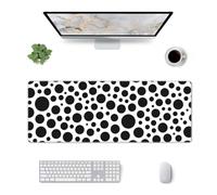CANFLASHION Desk Pad,Office Desk Mat 31.5"×11.8" Large Gaming Mouse Pad,Durable Extended Computer Mouse Pad,Waterproof Thick Big Mouse Pads Non-Slip Rubber Base Office Home Abstract Black Dots