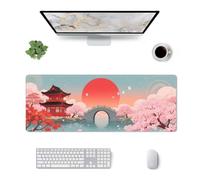 CANFLASHION Desk Pad,Office Desk Mat 31.5"×11.8" Large Gaming Mouse Pad,Durable Extended Computer Mouse Pad,Waterproof Thick Big Mouse Pads Non-Slip Rubber Office Home Japanese Cherry Blossom Sunrise