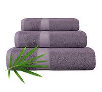CANFOISON Premium Viscose Derived from Bamboo Bathroom Towel Set for Face and Body, Lavender Luxury Towel Set for Adult Students Kids Baby, Super Soft Highly Absorbent Towel Set for Bathroom 3 PC