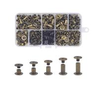 CANGCANG 100 Sets Chicago Binding Screws Posts,Book Binding Rivets,Rivets for Leather M5*4/6/8/10/12mm Kit 5 Sizes Cross Head Chicago Button Screws for Belt Bags Handbag(Bronze)