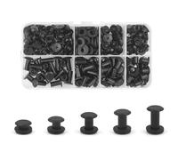 CANGCANG 100 Sets Chicago Screws, M5*4/6/8/10/12mmScrew Rivets for Leather,Binding Screw Set,Flat Belt Screw, Brass Screws,Metal Replacement Rivets for Book Bag