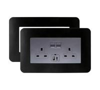 CANGCANG 2 Pcs Double Light Switch Cover Plates Black,Light Switch Surrounds,Surround Double Light Switch Cover,Switch Sticker Cover,WallFor Home Wall Switch Decoration (14.6cm x 8.6cm)