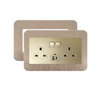 CANGCANG 2 Pcs Double Light Switch Cover Plates,Light Switch Surrounds,Surround Double Light Switch Cover,Switch Sticker Cover,WallFor Home Wall Switch Decoration (14.6cm x 8.6cm) (Champagne)