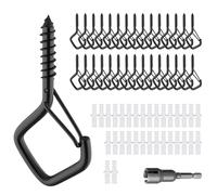 CANGCANG 30 Pcs Screw in Hooks with Safety Buckle, Black Metal Ceiling Hooks for Hanging Plants, Fairy Lights, Birdcage, Christmas Decor, Wind Chimes, Outdoor Garden