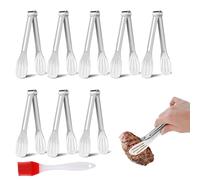 CANGCANG 8 Pack Serving Tongs Buffet, 7 Inch Kitchen Stainless Steel Salad Tongs Frying Versatile Kitchen Utensils for Buffets, BBQs, and Parties Wedding Bar