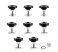 CANGCANG 8PCS Thule T Track Bolts M8 x 35 mm, Stainless Steel Roof Rack Bolts with Thumb Screws, Nuts & Washers, 20x20mm Square Sliding Blocks for Roof Rack, Bike, Ski Carrier