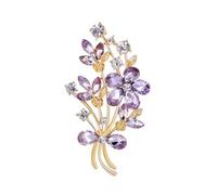 CANGCANG Purple Rose Brooches, Women's Brooches & Pins,Flower Brooch Pin Gold Tone Zircon Crystal Kilt Pins for Ladies Girls Vintage Sweater Brooches Jewelry Gift
