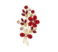 CANGCANG Red Rose Brooches, Women's Brooches & Pins,Flower Brooch Pin Gold Tone Zircon Crystal Kilt Pins for Ladies Girls Vintage Sweater Brooches Jewelry Gift