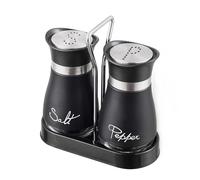 CANGCANG Salt and Pepper Shakers Set, Salt and Pepper Pots with Clear Glass Bottom, Salt and Pepper Shakers for Kitchen BBQ Restaurant(Black)