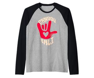 Canggu Bali s Surf Graphic s Retro Shaka Sign Raglan Baseball Tee