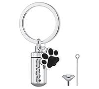 Canghai Stainless Steel Dog Paw Cremation Urn Keyring, Memorial Ashes Keepsake Keychain, Pet Charms Locket Pendant Cremation Jewellery for Ashes(Once by my side)