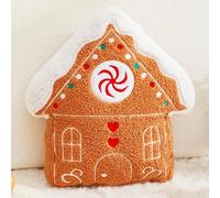CANGHI Christmas Gingerbread House Pillow Brown Gingerbread Pillows, 14.5'' Cute Gingerbread Shaped Pillows Christmas Decorative Pillow for Couch Living Room Bed