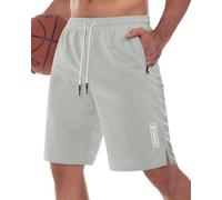 CANGHPGIN Mens Athletic Wear Mesh Basketball Shorts with Pockets, Quick Dry Gym Shorts 9 inch Running Workout Shorts for Men, Zhong(gray), X-Large
