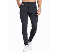 CANGHPGIN Mens Dress Pants Slim Fit Stretch Tapered Skinny Chinos Pants Men Business Casual Pants, 01-black, Medium