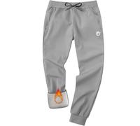 CANGHPGIN Men's Fleece Lined Pants Water Resistant Winter Warm Sweatpants Men Athletic Joggers Pant Track with Zipper Pockets, Light Grey, Small