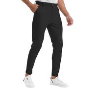 CANGHPGIN Men's Stretch Dress Pants Slim Fit Flat Front Slacks Tapered Casual Pants, Black, Large