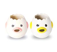 Cangool Ceramic Egg Separator 2 Pieces, Egg Yolk and White Separator Cute Baking Supplies Creative Kitchen Tool (Each in Yellow and Pink)