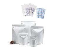 CanHighGer Mylar Bags for Food Storage with Oxygen Absorbers and Blank Label, Resealable Stand Bags with Zip and Heat Sealable (50 Pieces, 14 x 19 cm = 5.51 x 7.48 inches)