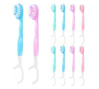 CANIGHT 10pcs Mini Travel Toothbrush Set with Soft Bristles and Floss, Disposable Plastic Small Toothbrushes No Rinsing Required for Travel and Business Trips