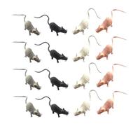 CANIGHT 16pcs Tiny Mouse Models Plastic Garden Decor Mice Simulation Miniature Realistic Rat Toy for Dollhouse Fairy Garden