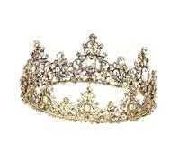 CANIGHT 1Pc Baroque Crown Headpiece for Women Vintage Hair Decoration with Shining Rhinestones for Bridal Weddings Birthday Parties and Costume Events Design
