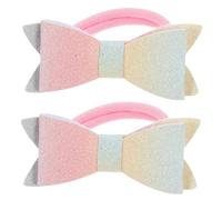 CANIGHT 2 pcs Bow Elastic Ponytail Holders for Adorable Hair Ties for Fine Hair Cute Design for Various Hairstyles and Outfits Random Color