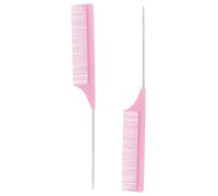 CANIGHT 2 Pcs Rat Tail Combs Hair Parting Comb with Stainless Steel and Carbon Fibre Material, Anti-slip Design and Scalp Massage Feature, for Barber and Cosmetic Supply Kits