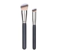 CANIGHT 2pcs Cosmetic Blending Brush Set with Wood and Synthetic Fiber, Ergonomic Design for Quick Makeup Application, for Professional Makeup Artists and Beginners