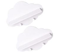 CANIGHT 2pcs Nail-Free Solid Wood Cloud Floating Shelf with Hooks, Wall-Mounted Storage Rack for Kitchen and Home Décor, Cloud-Shaped Holder Rack for Bedroom and Bathroom Organization