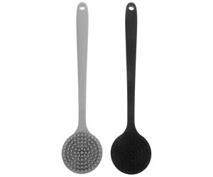 CANIGHT 2pcs Silicone Body Scrubber with Long Handle and Hole Design, Bath Brush for Massage Effects and Easy Storage, for Travel and Families