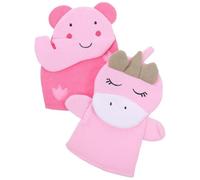 CANIGHT 2pcs Skin Scrubbing Mitts for Bathing Comfortable Composite Cotton Material, Elephant and Unicorn Shapes, for Gentle Exfoliation and Body Scrubbing During Bath Time