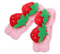 CANIGHT 2pcs Strawberry Headband for Makeup Soft Elastic Face Wash Hairbands for Women and Girls Cute Pink Spa Accessories to Keep Hair Neat and Tidy