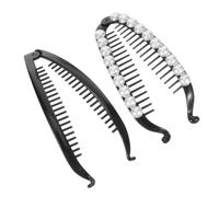 CANIGHT 2pcs Stylish Pearl Banana Clips Korean Hair Accessories for Women Strong Hold Combs for Thick Fine Hair Easy Styling for Active Lifestyles and Outdoor Activities