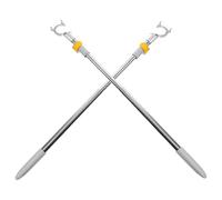 CANIGHT 2pcs Telescopic Reach Stick Clothes Pole with Hook, Extendable Aluminum Alloy and Stainless Steel Long Pole with Unique Fork Head for High Reach Areas, Adjustable Design for Home