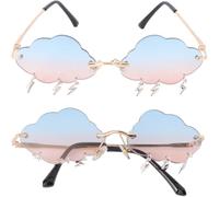 CANIGHT 2pcs Trendy Rimless Cloud Sunglasses for Women Party Glasses with Comfortable Metal and PC Frame, Practical and Stylish Decorative Eyewear for Birthdays and Weddings