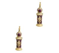 CANIGHT 2pcs Vintage Glass Perfume Bottle Gold and Middle Eastern Style Essential Oil Container for Travel Decorative Antique Design for Weddings and Special Occasions