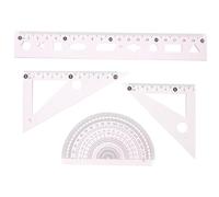 CANIGHT 3 Sets Student Drawing Ruler Set Protractor Drawing Accessory Multi-Functional Ruler Office Ruler Professional Drafting Ruler Math Measuring Tool Compact Ruler Plastic Pink