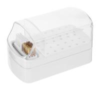 CANIGHT 30 Pcs Nail Grinding Tool Case Nail Bit Holder 4.72x2.48x2.36in Sturdy Manicure Case Plastic Storage Holder for Female Friends with Cleaning Brush
