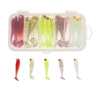 CANIGHT 30pcs Soft Fishing Lures Kit with Box, Pvc Artificial Simulation Baits for Trout and Larger Species, Hand Painted with Natural Motions for Freshwater and Salty Water Random Color