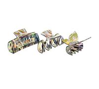 CANIGHT 3pcs Acrylic Hair Claw Clips Anti-slip Gradient Zebra Pattern Jaw Clips for Women Simple Geometric Design Shaped Butterfly Square Styles Daily Use Hair Clamps