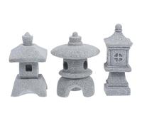 CANIGHT 3pcs Miniature Stone Pagoda Lantern Statues Japanese Style Garden Decoration for Aquarium and Miniature Gardens Home Decor Accessories