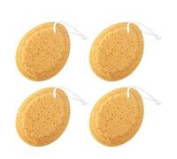 CANIGHT 4 Pcs Natural Honeycomb Seaweed Bath Sponge for Shower and Bathing with Massaging Function, Beautiful Orange Body Scrubber Suitable for Babies