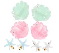 CANIGHT 4pairs Cute Shell Hair Clips Star Design Hair Accessories for Little Girls Lightweight Kawaii Clips for Birthday School Use Total Each