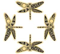 CANIGHT 4pcs Cartoon Dragonfly Brooch Pins Set, Golden Alloy Enamel Lapel Pins for Decorating Bags and Scarves, Creative and Fashion Animal Brooch Accessories Gift