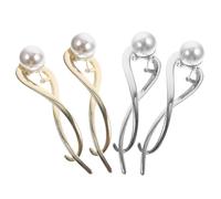 CANIGHT 4pcs Metal Hair Barrette Clips with Pearl Charms, Fishtail Shaped, Easy to Use Hair Accessories for Keeping Bangs in Place and Daily Styling