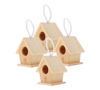 CANIGHT 4pcs Mini Unfinished Wood Birdhouses Paintable Hanging Bird House Kits for Outdoor Garden Decoration for Hummingbirds and Nature