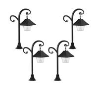CANIGHT 4pcs Miniature LED Street Lights for Dollhouse Victorian Style Black Lamp Posts with Realistic Lighting for DIY Fairy Garden Mini Village and Micro Street Light Decor