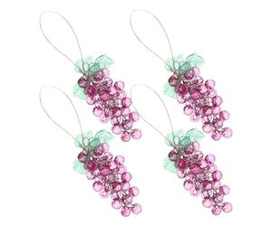 CANIGHT 4pcs Purple Acrylic Grape Hanging Ornaments with Break and Wear Resistance, Lifelike Beaded Grape Bunch Decorations for Home, for Hanging above A Table Or from Tree Branches