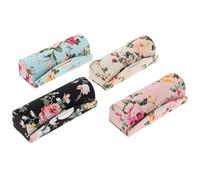 CANIGHT 4pcs Retro Floral Lipstick Case Set with Mirror Compact Cloth Lipstick Storage Containers Convenient to Open and Close Button Closure for Makeup Organisers and Travel