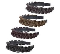 CANIGHT 4pcs Synthetic Hair Wig Headdress Headband for Girls Elastic Headband Plaited Hair Band
